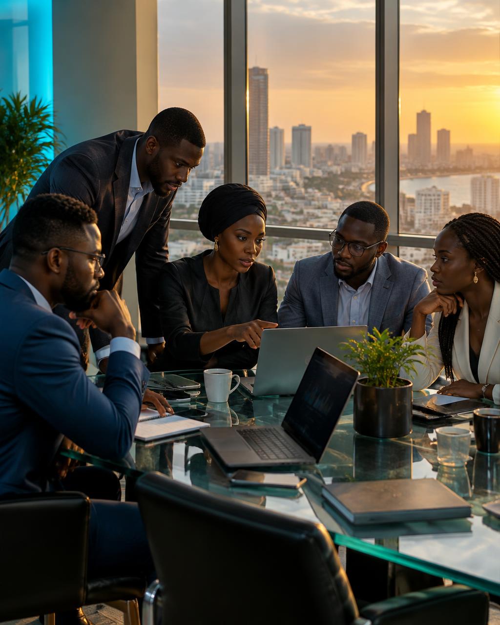 Équipe AKILA HOLDINGS en réunion stratégique